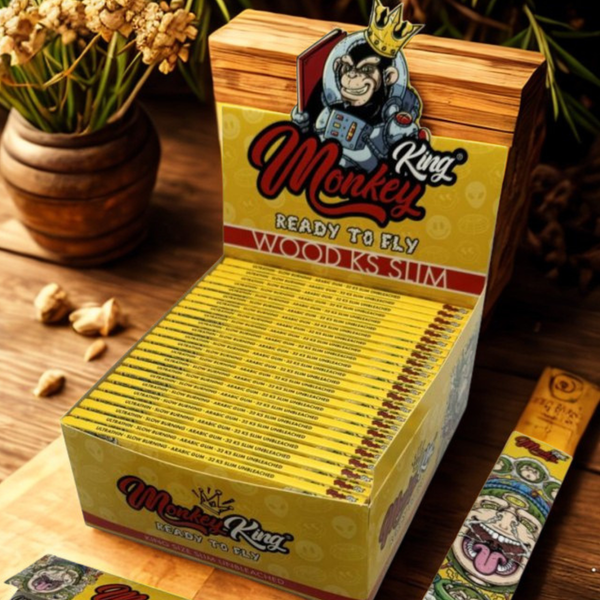 Monkey King Papier à rouler KS Slim en bois psychodélique non blanchi